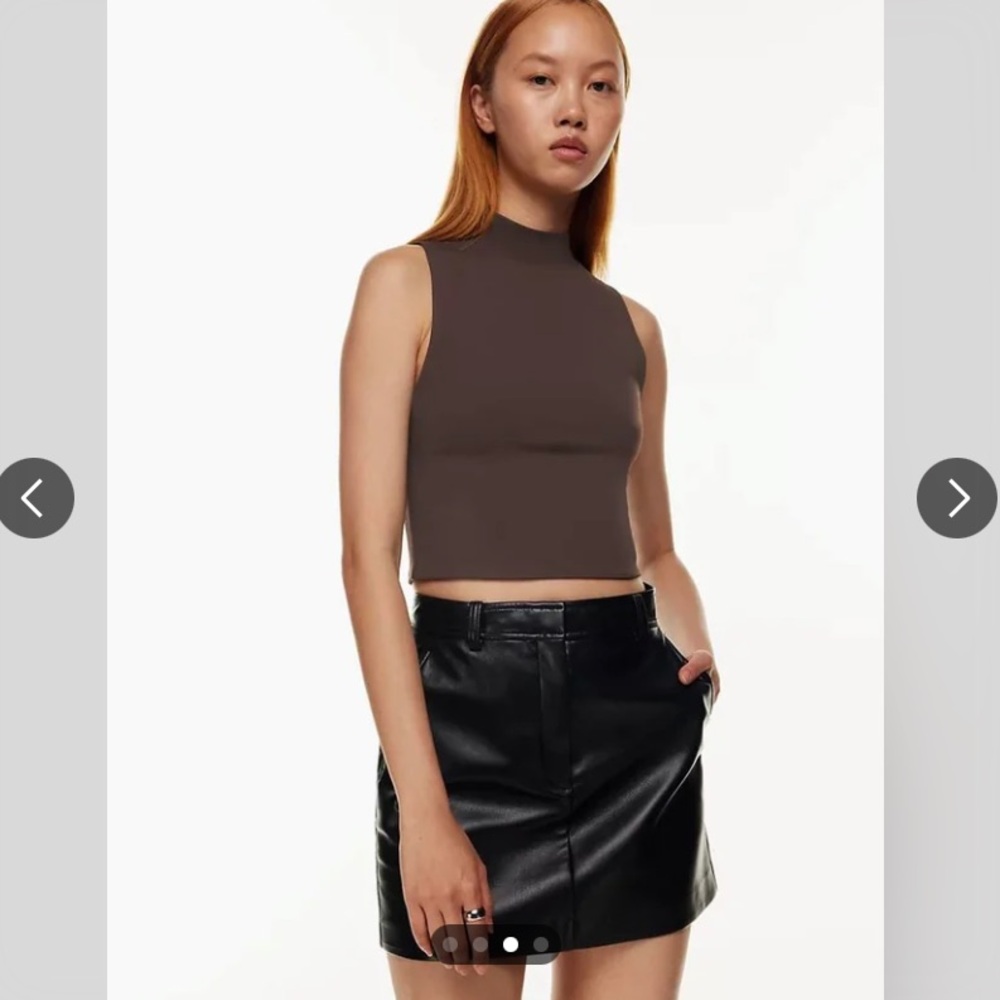 Babaton Black Vegan Leather Mini Skirt